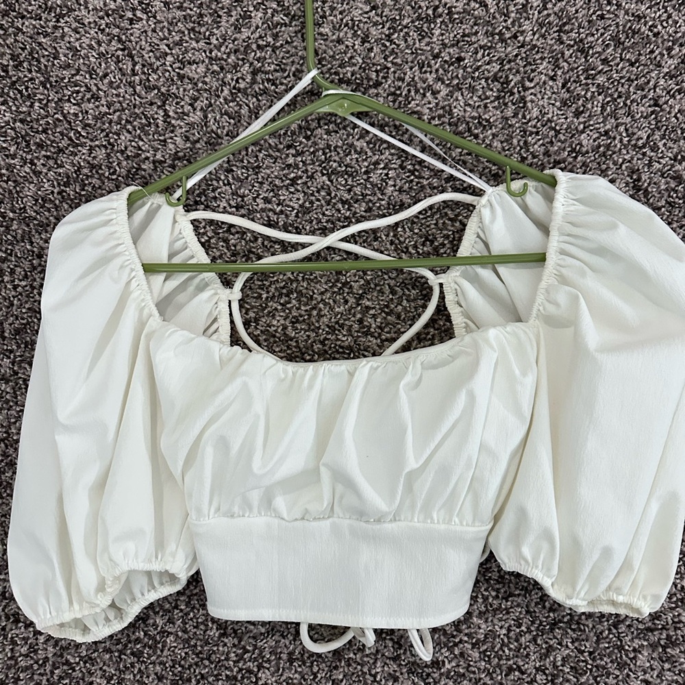 ZARA backless puff sleeve crop top
